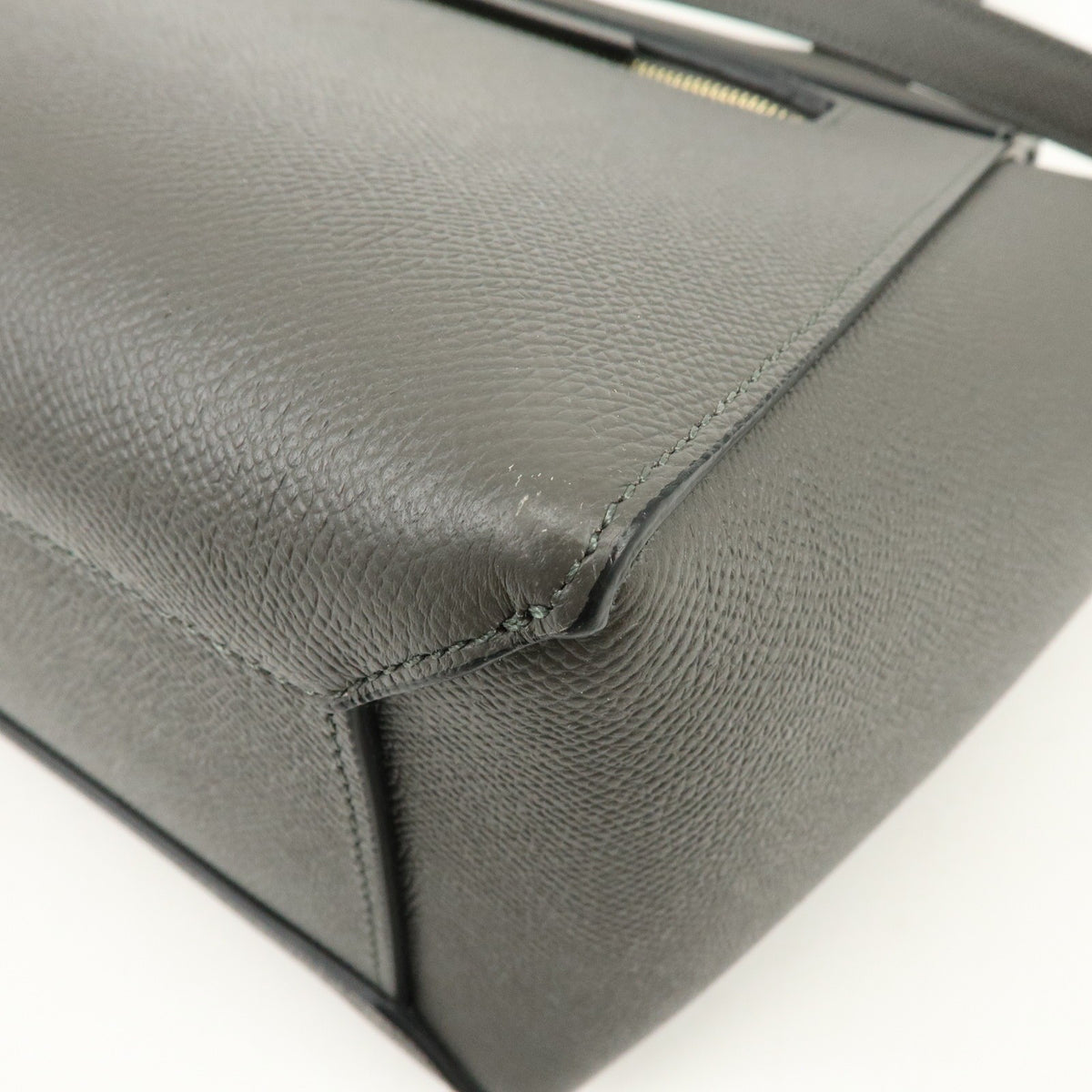 Celine Belt Textured Leather, Gray, Leather, Handbag