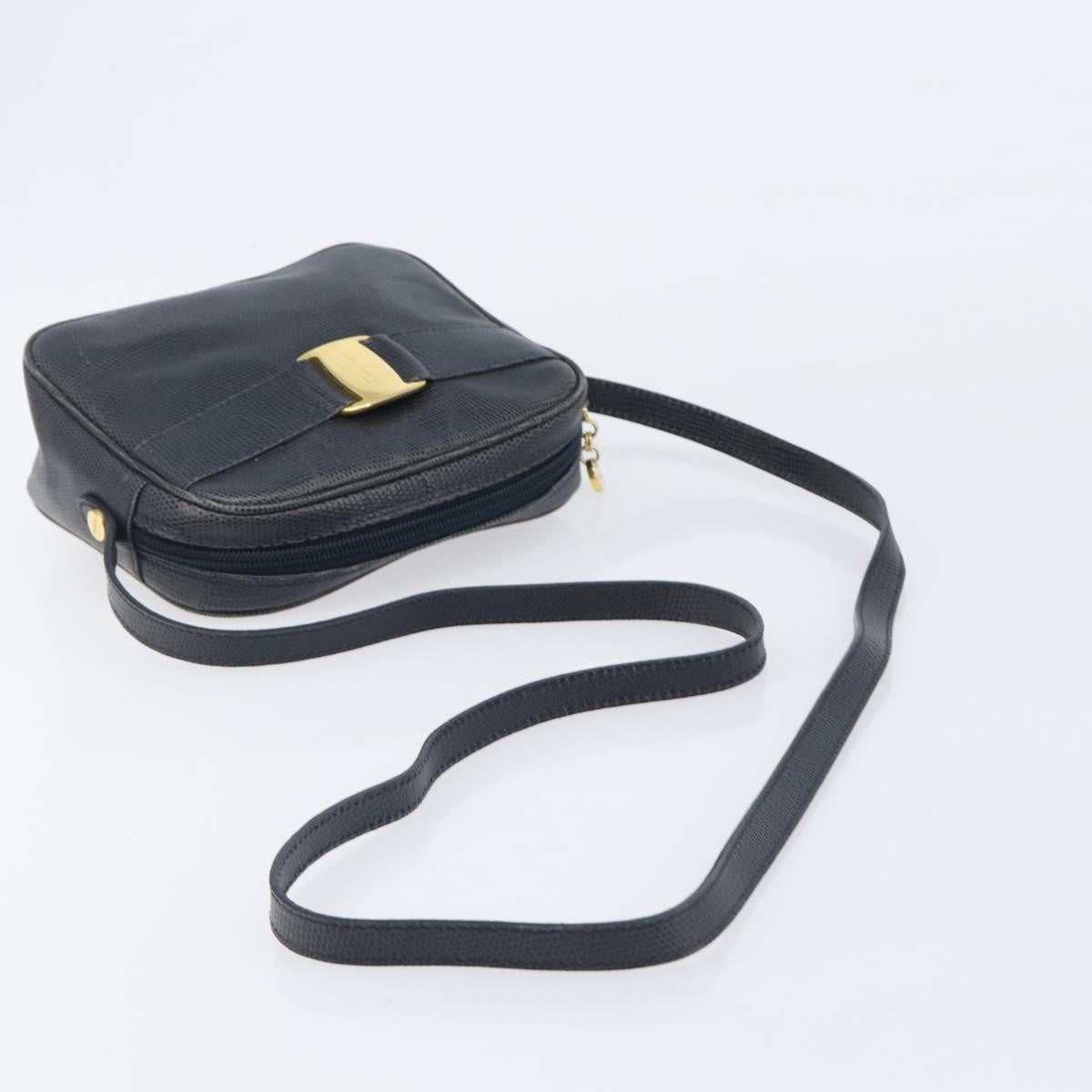 Salvatore Ferragamo Vala Leather, Navy, Leather, Shoulder Bag