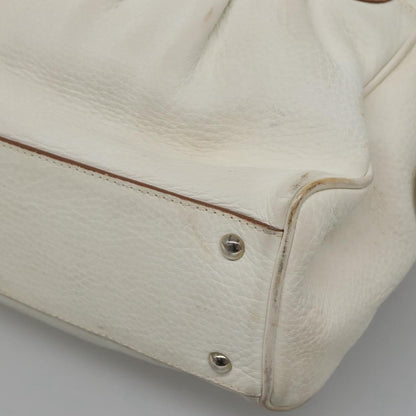 Salvatore Ferragamo Gancini Buckle Leather, White, Leather, Shoulder Bag