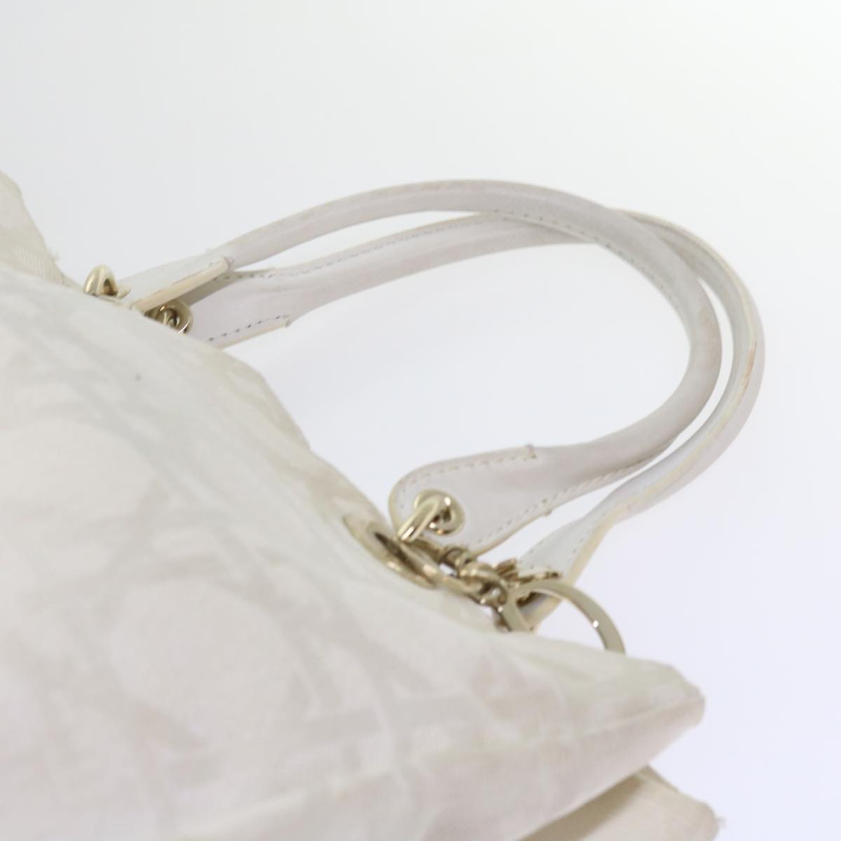 Dior Lady Dior, White, Canvas, handbag