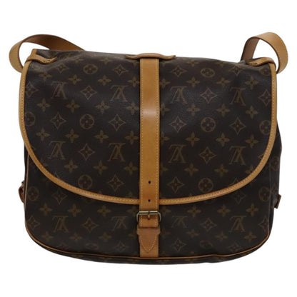 Louis Vuitton Saumur 35, Brown, Canvas, shoulder