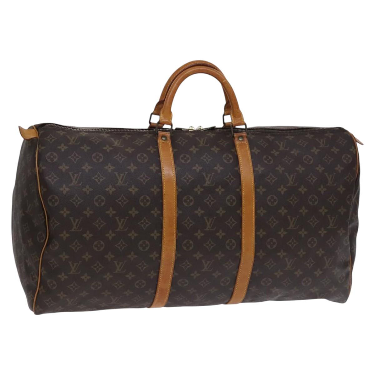 Louis Vuitton Keepall 60, Brown, Canvas, travel