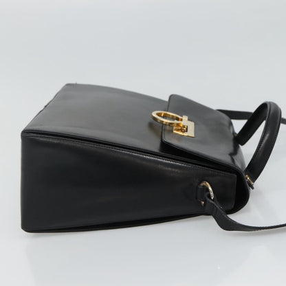 Salvatore Ferragamo Gancini, Black, Leather, handbag