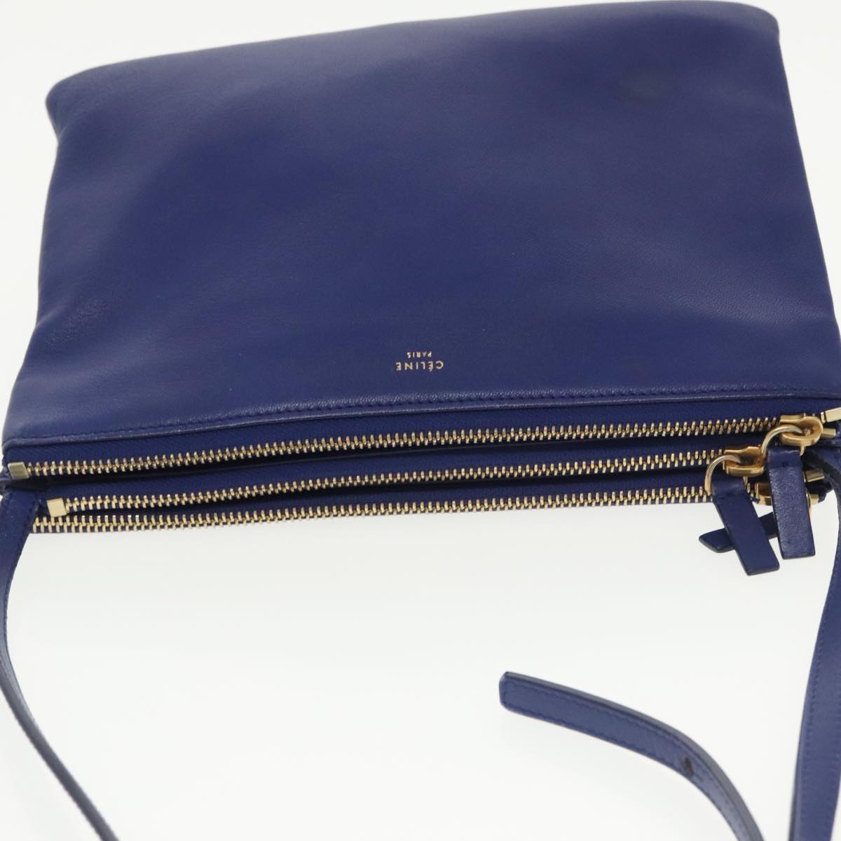 Céline Trio, Blue, Leather, shoulder