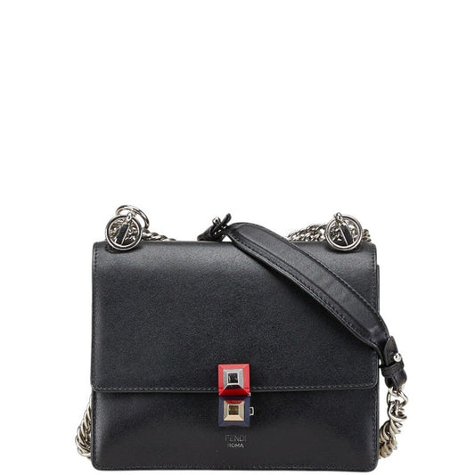 Fendi Kan I, Black, Leather, shoulder