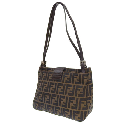 Fendi Zucchino, Brown, Canvas, shoulder