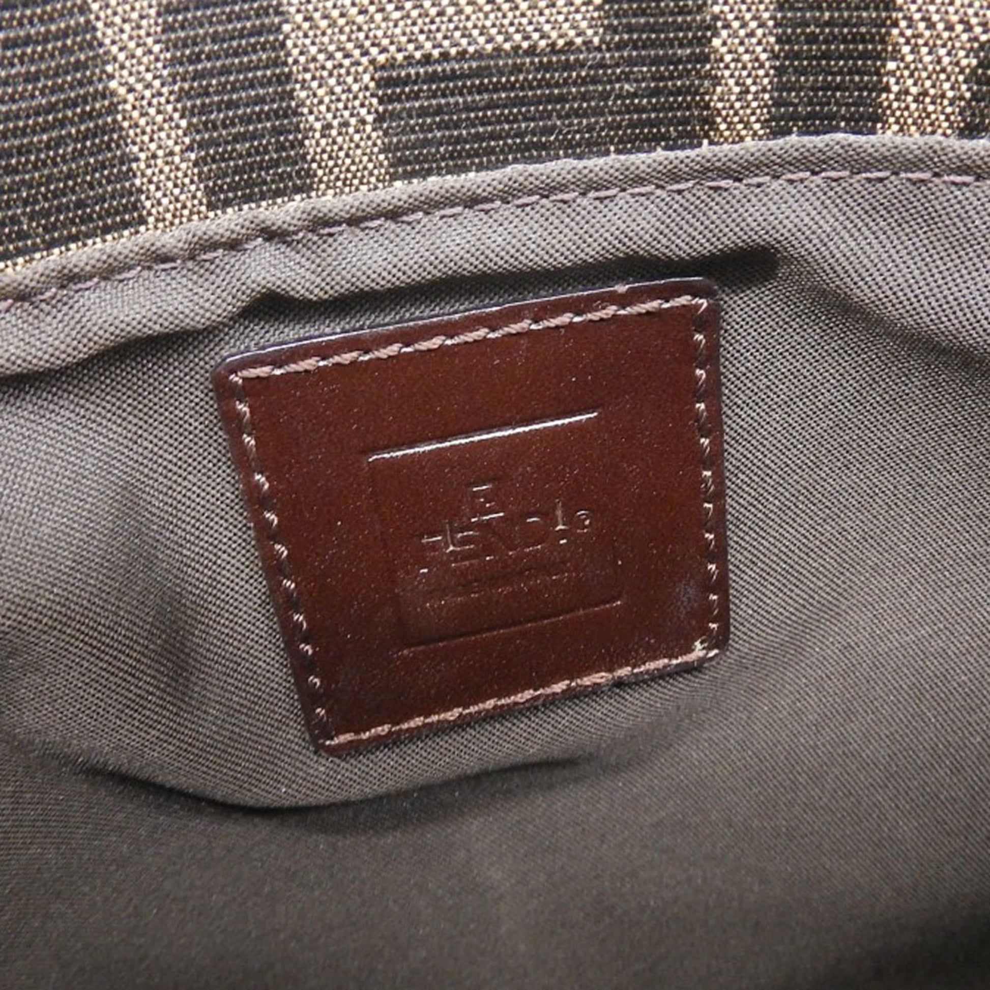 Fendi Zucchino, Brown, Canvas, shoulder