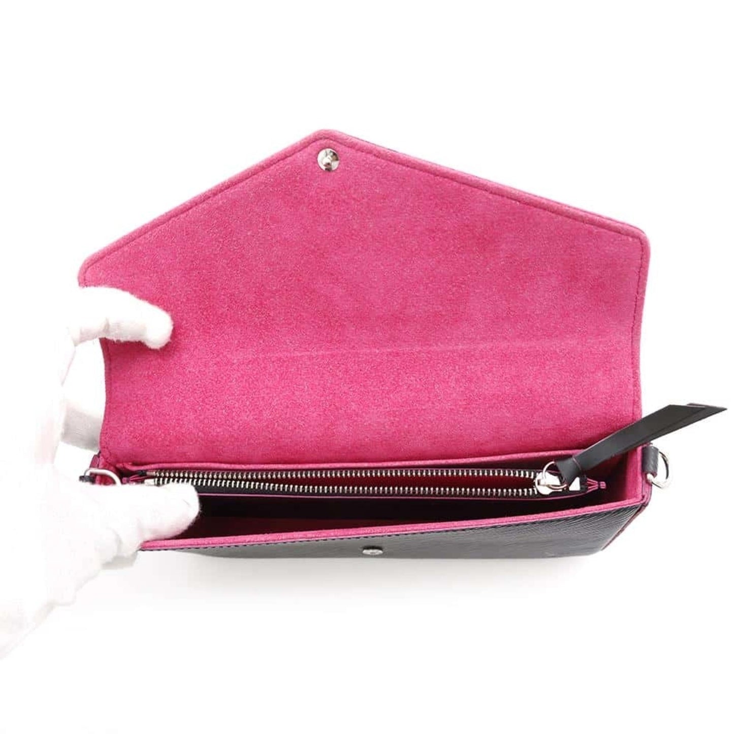 Louis Vuitton Felicie, Black, Leather, clutch
