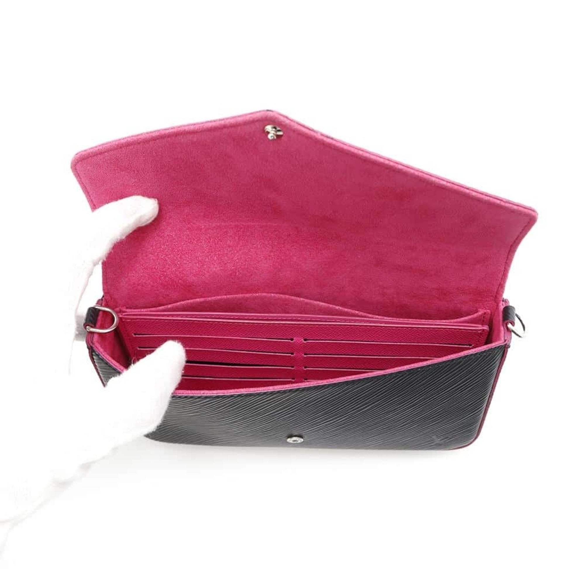 Louis Vuitton Felicie, Black, Leather, clutch