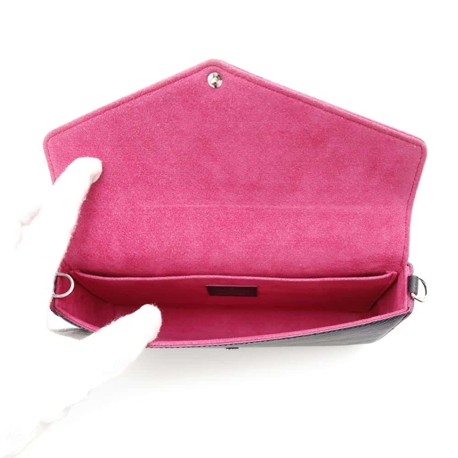 Louis Vuitton Felicie, Black, Leather, clutch