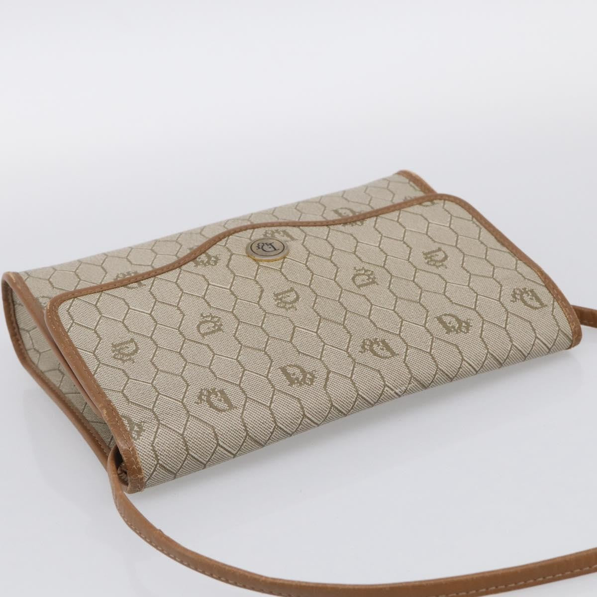 Christian Dior Vintage Honeycomb Canvas, Beige, Canvas, Shoulder Bag