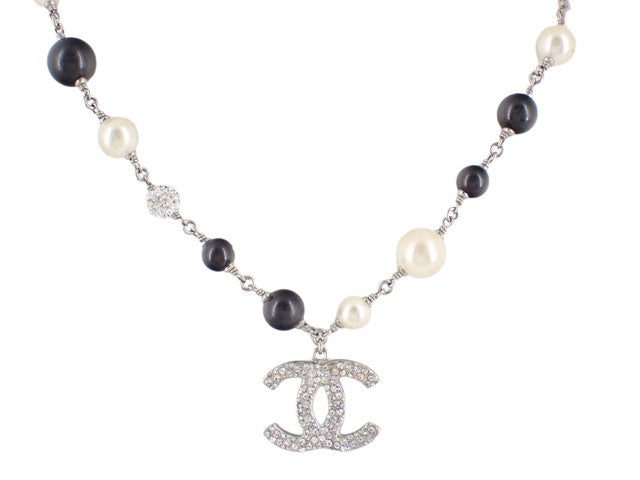 Chanel Vintage CC Pendant Metal with Faux Pearls, SILVER, SILVER, Pendant & Charms