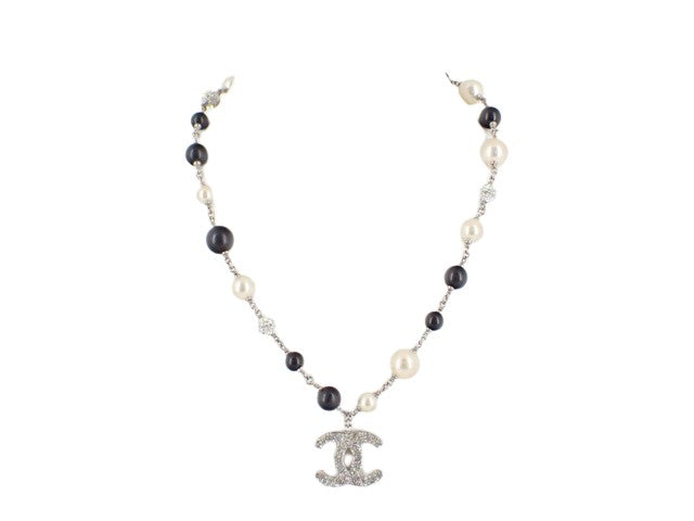 Chanel Vintage CC Pendant Metal with Faux Pearls, SILVER, SILVER, Pendant & Charms