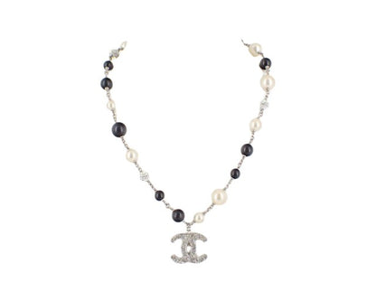 Chanel Vintage CC Pendant Metal with Faux Pearls, SILVER, SILVER, Pendant & Charms