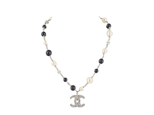 Chanel Vintage CC Pendant Metal with Faux Pearls, SILVER, SILVER, Pendant & Charms