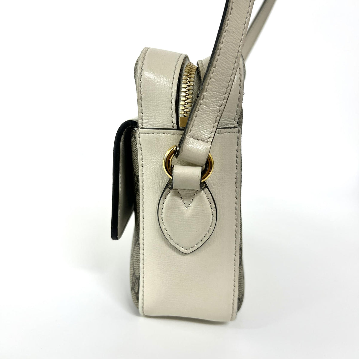 Gucci Horsebit 1955 Flap Pocket Camera GG Coated Canvas and Leather, Beige, Canvas, Shoulder Bag