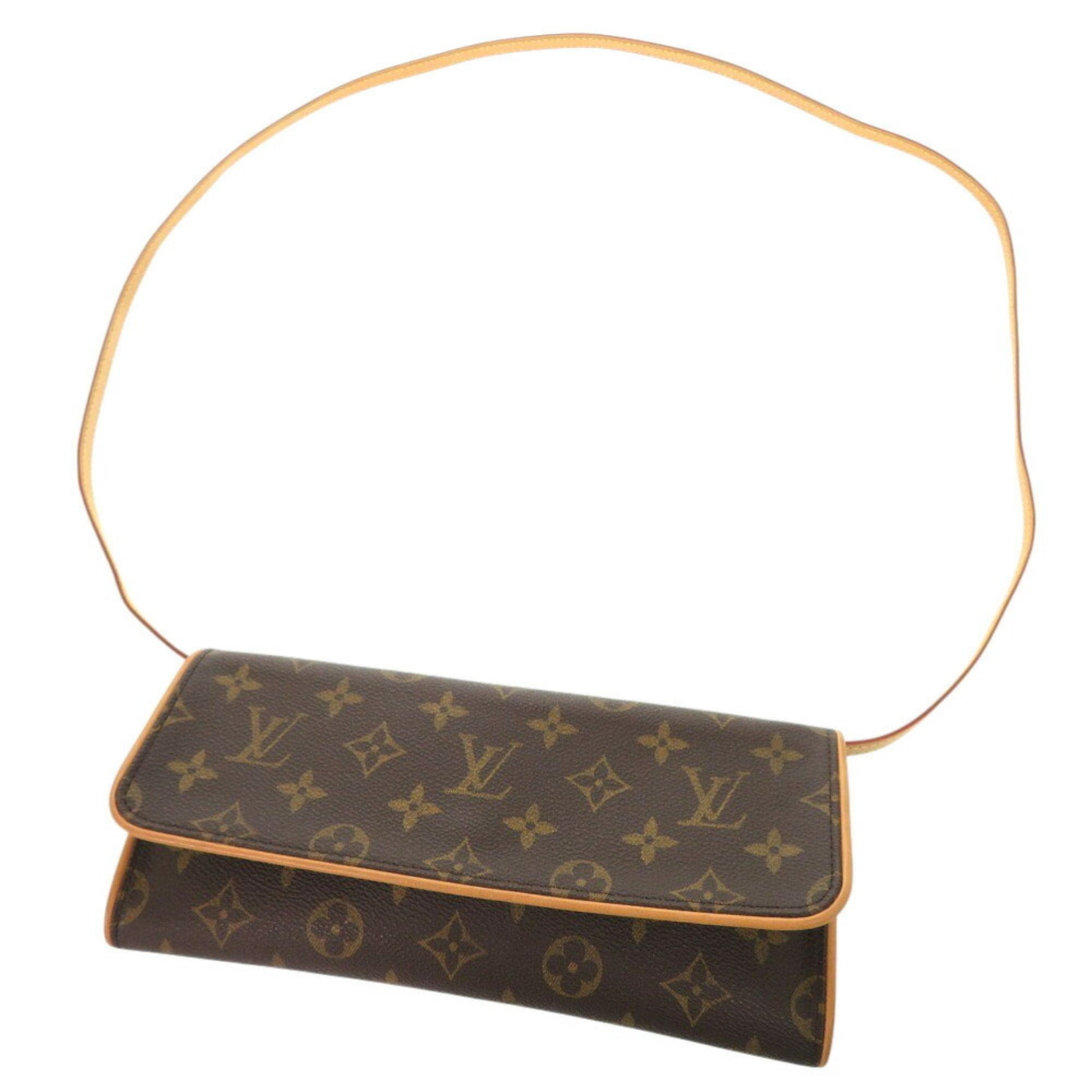 Louis Vuitton Pochette Twin GM, Brown, Canvas, shoulder