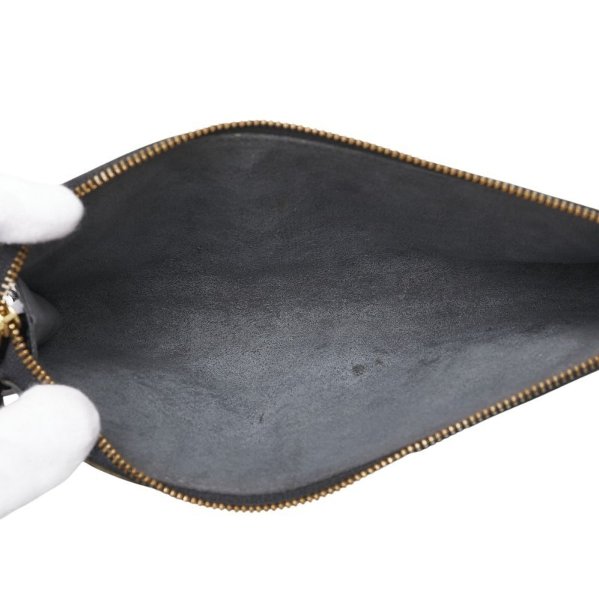 Louis Vuitton Pochette Accessoire, Black, Leather, clutch