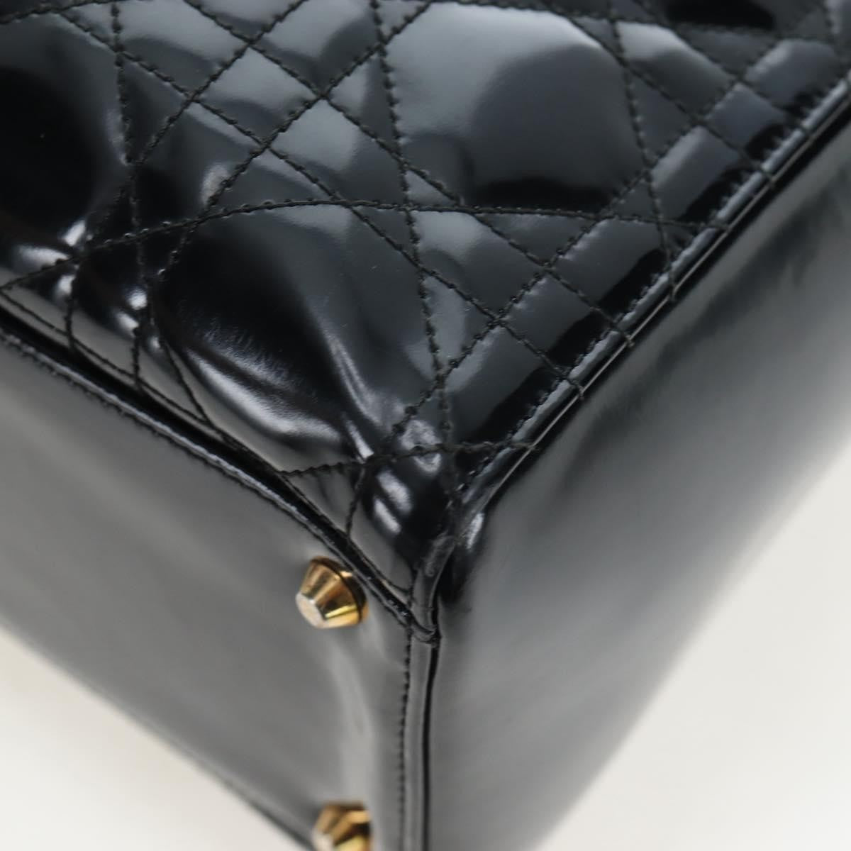 Christian Dior Lady Dior Cannage, Black, Patent Leather, Handbag