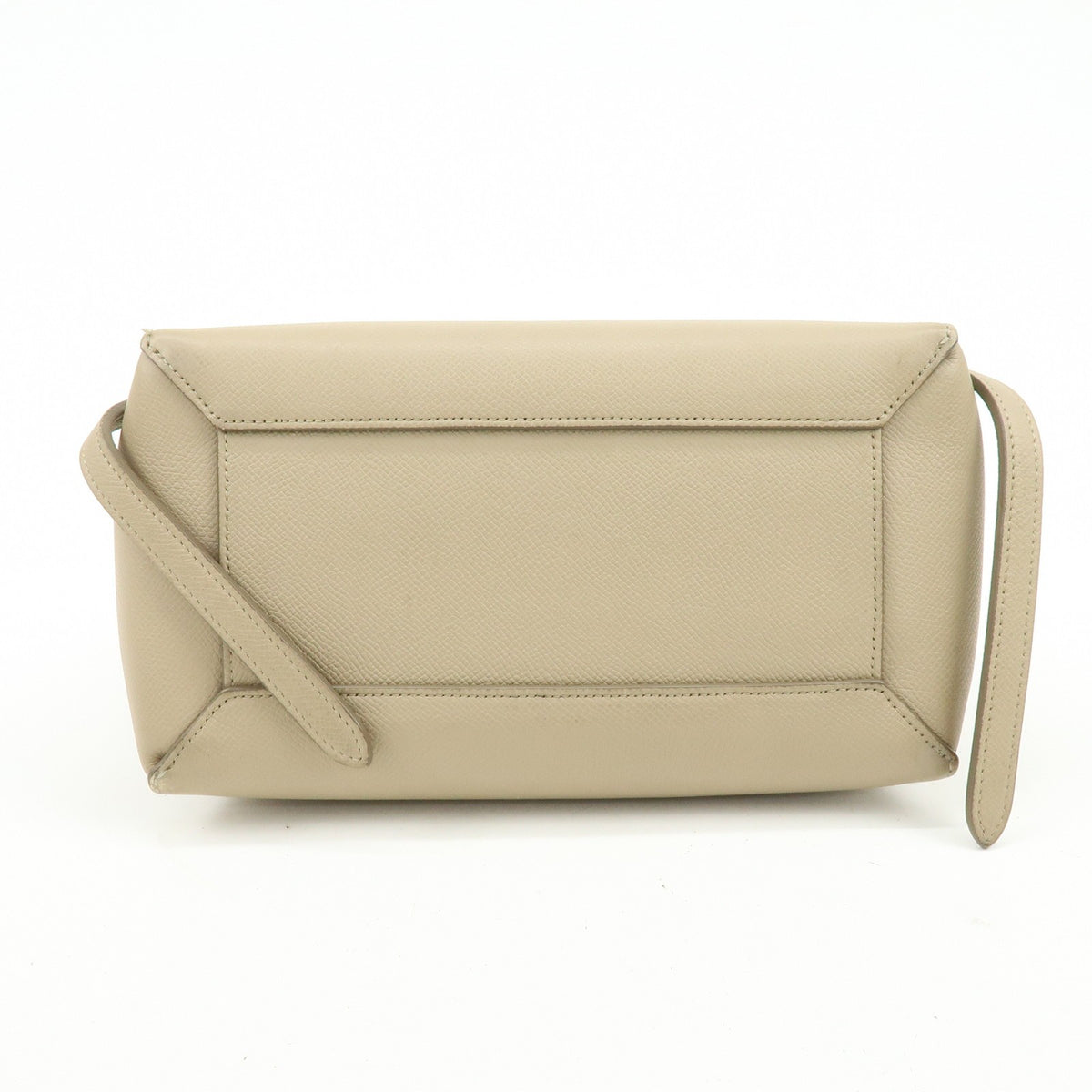 Celine Belt Textured Leather, Beige, Leather, Handbag