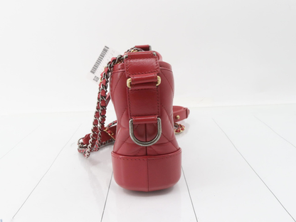 Chanel So Black Gabrielle Hobo Chevron Aged Calfskin, RED, LEATHER, Handbag