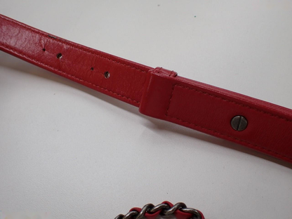 Chanel So Black Gabrielle Hobo Chevron Aged Calfskin, RED, LEATHER, Handbag