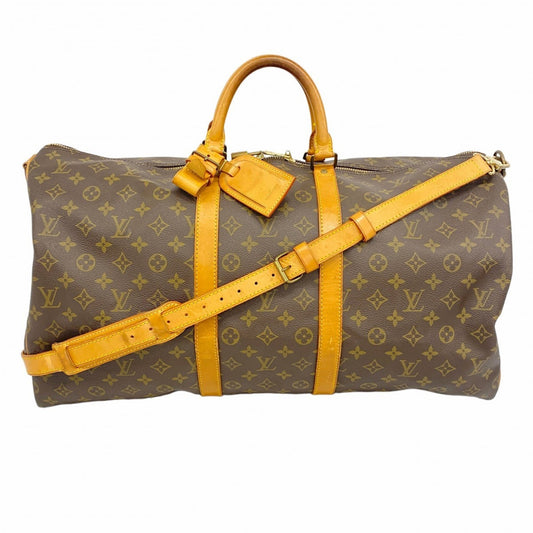 Louis Vuitton Keepall Bandoulière 55, Brown, Canvas, travel