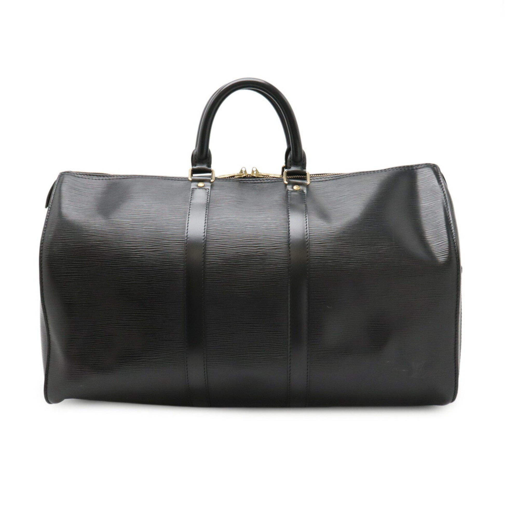 Louis Vuitton Keepall 45, Black, Leather, travel