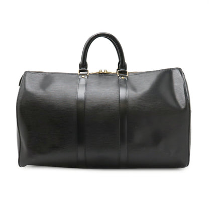 Louis Vuitton Keepall 45, Black, Leather, travel