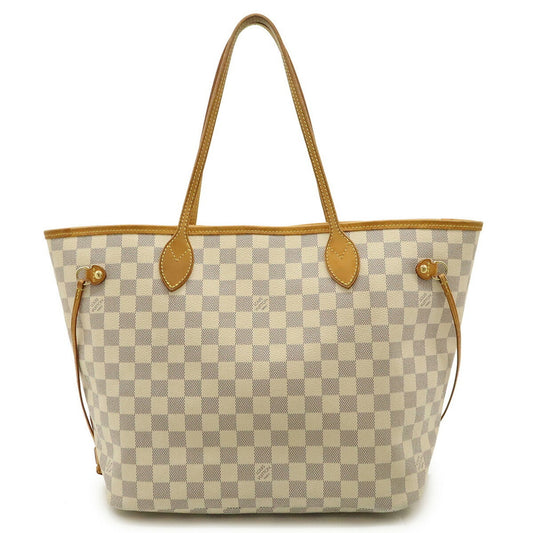 Louis Vuitton Neverfull MM, White, Canvas, tote