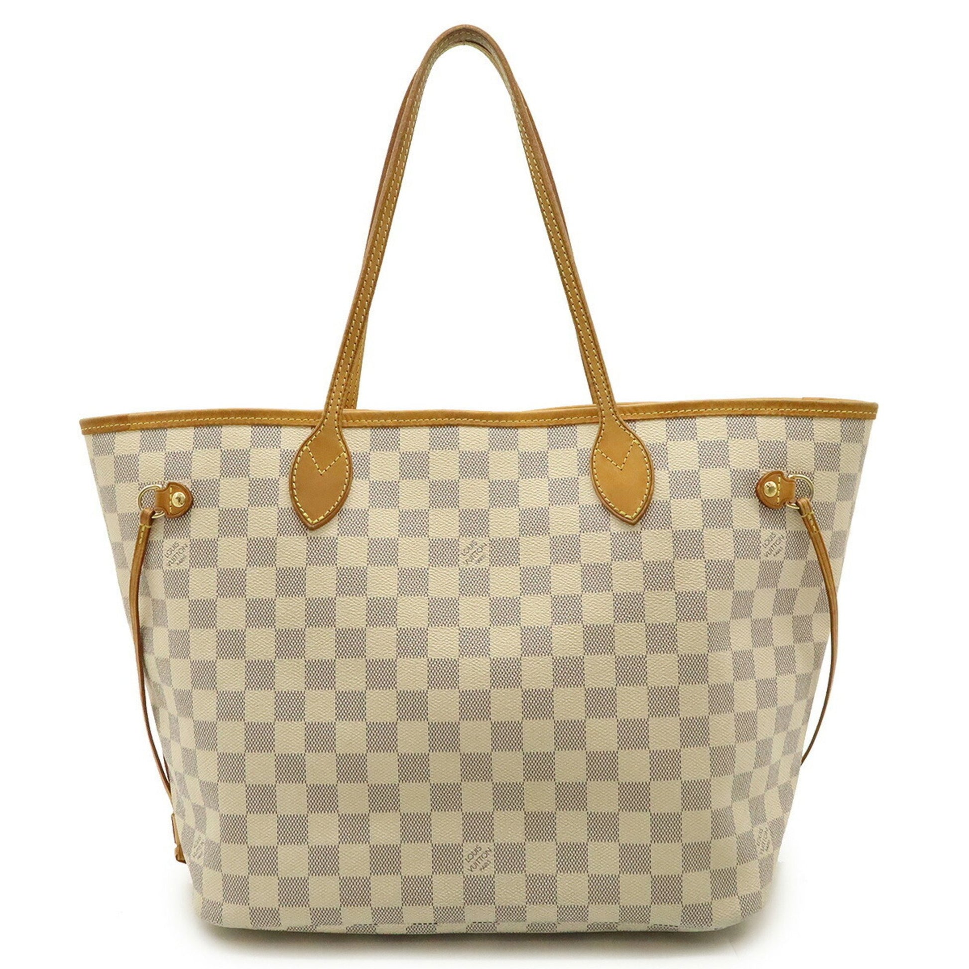 Louis Vuitton Neverfull MM, White, Canvas, tote