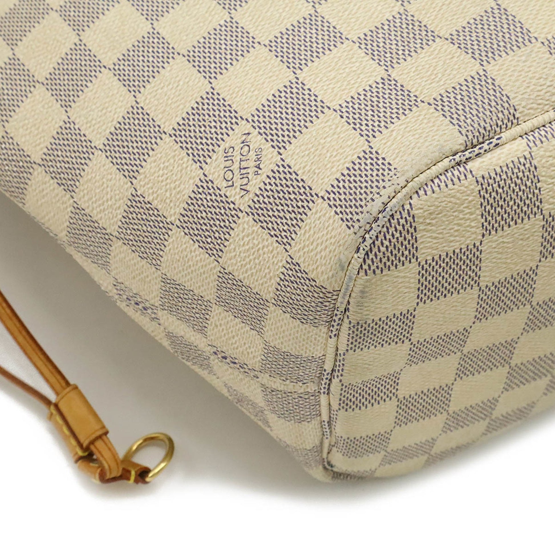 Louis Vuitton Neverfull MM, White, Canvas, tote