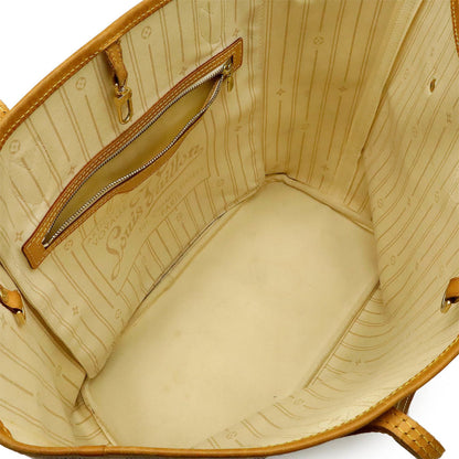 Louis Vuitton Neverfull MM, White, Canvas, tote
