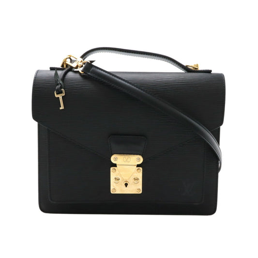 Louis Vuitton Monceau, Black, Leather, handbag