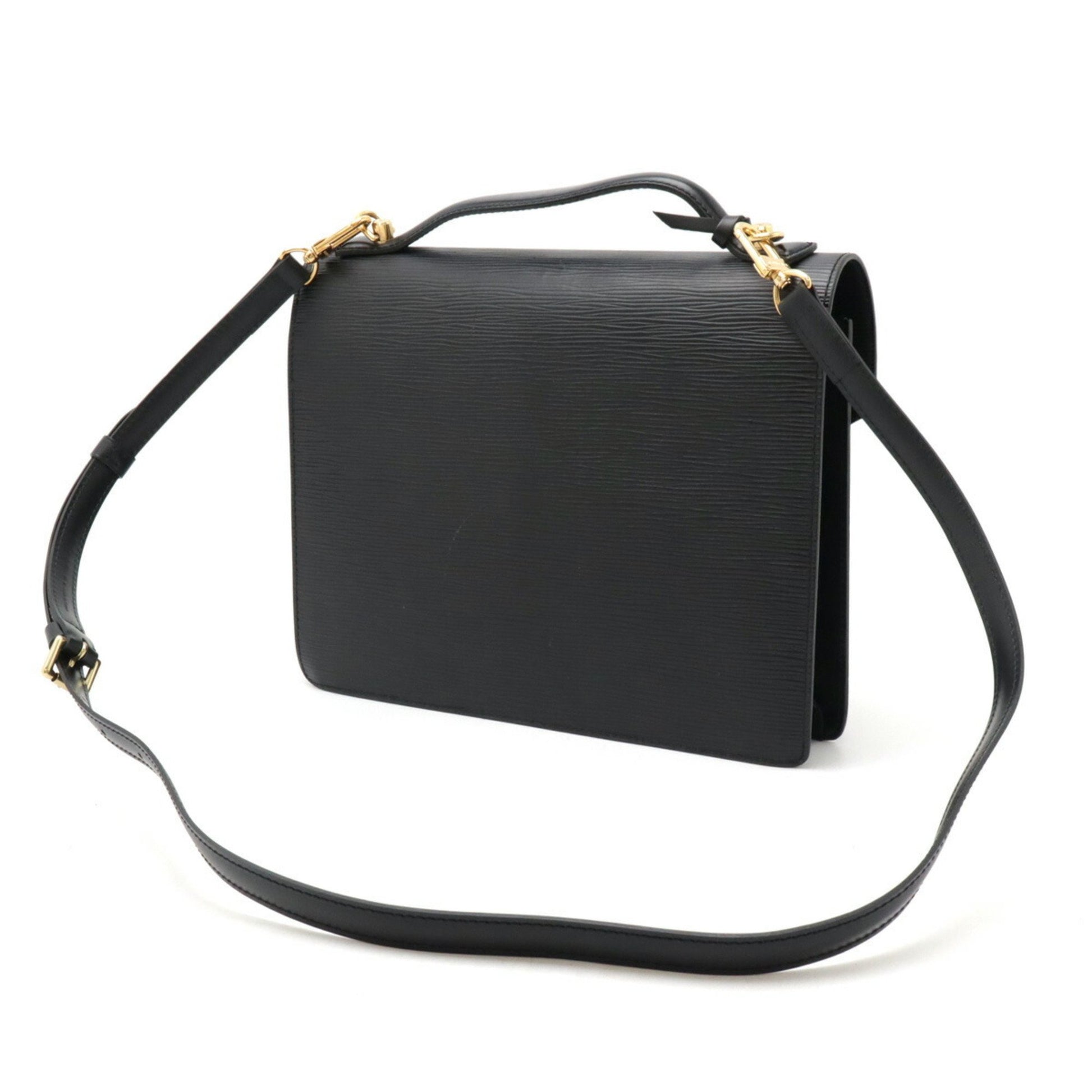 Louis Vuitton Monceau, Black, Leather, handbag