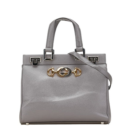 Gucci Zumi, Grey, Leather, handbag