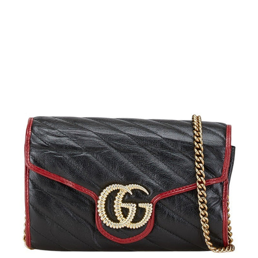 Gucci GG Marmont, Black, Leather, shoulder
