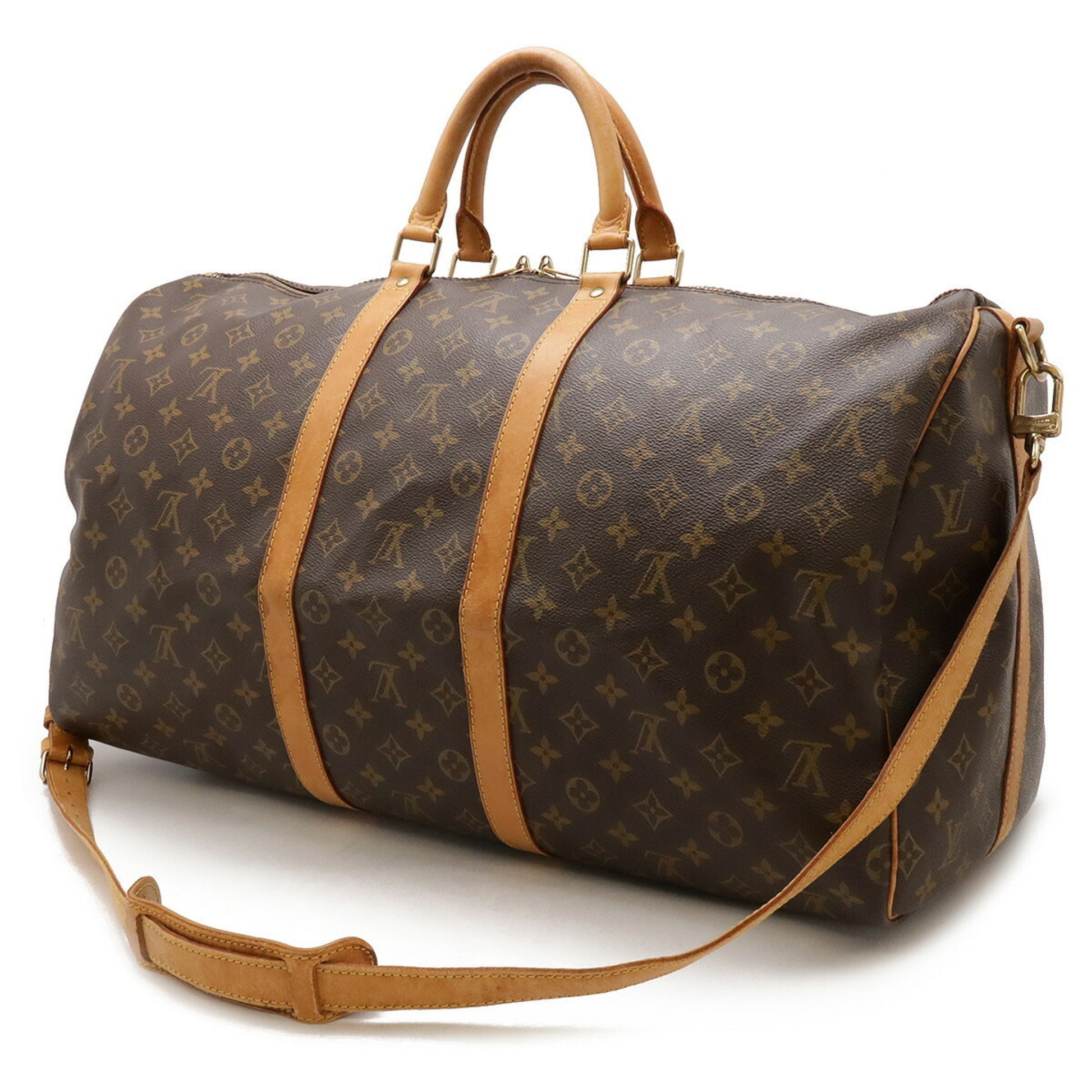 Louis Vuitton Keepall Bandoulière 55, Brown, Canvas, travel