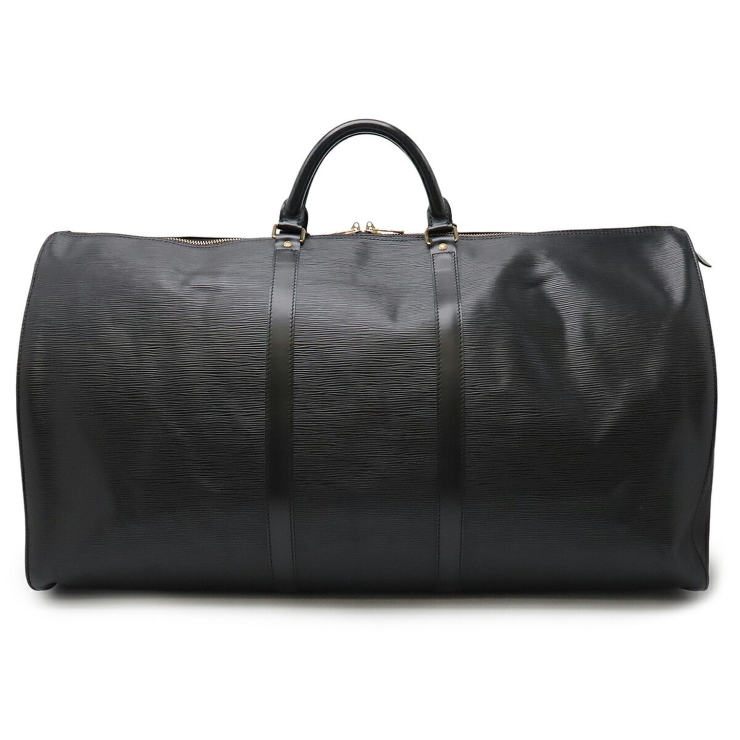 Louis Vuitton Keepall 60, Black, Leather, travel