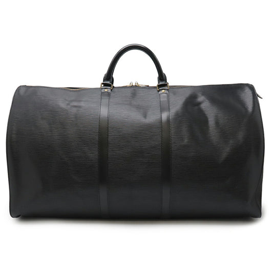 Louis Vuitton Keepall 60, Black, Leather, travel