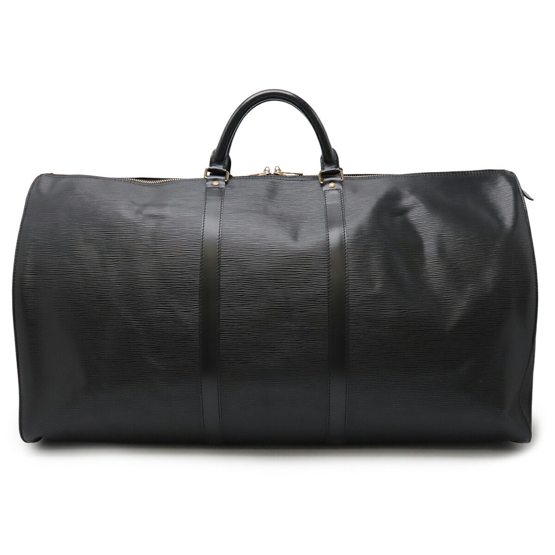Louis Vuitton Keepall 60, Black, Leather, travel