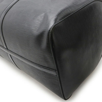 Louis Vuitton Keepall 60, Black, Leather, travel