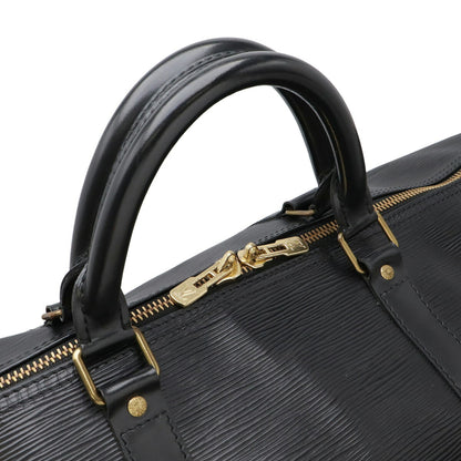 Louis Vuitton Keepall 60, Black, Leather, travel