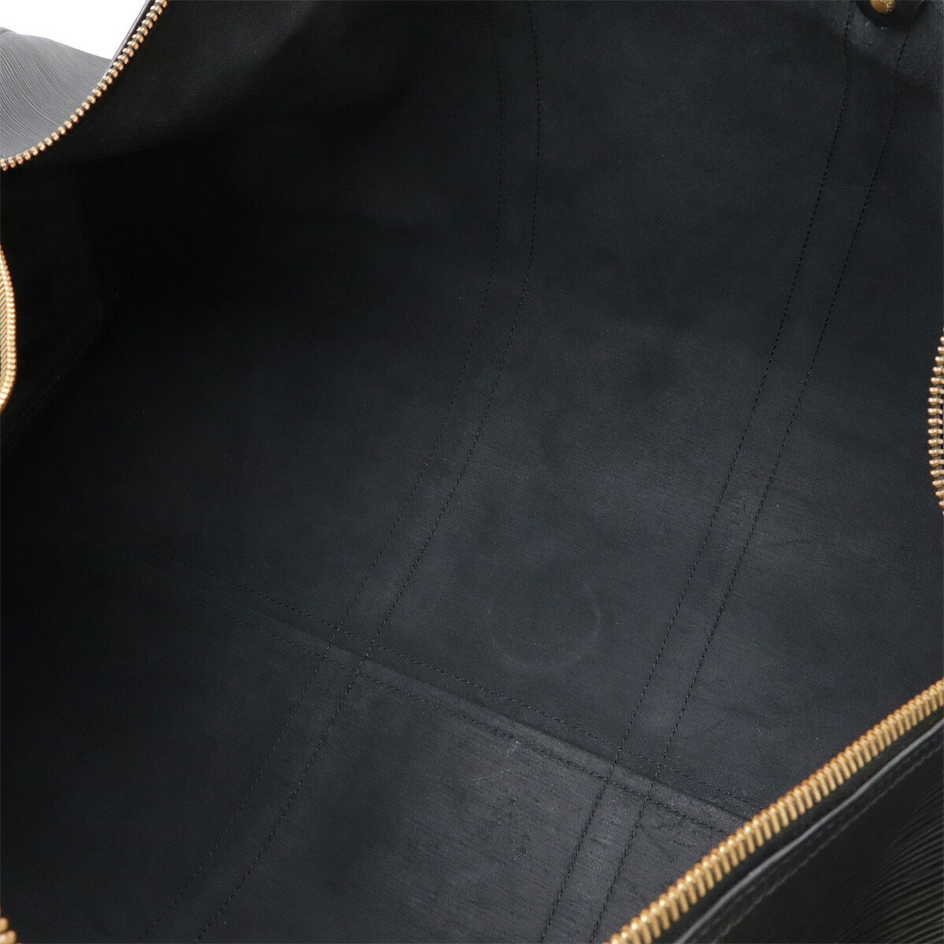 Louis Vuitton Keepall 60, Black, Leather, travel