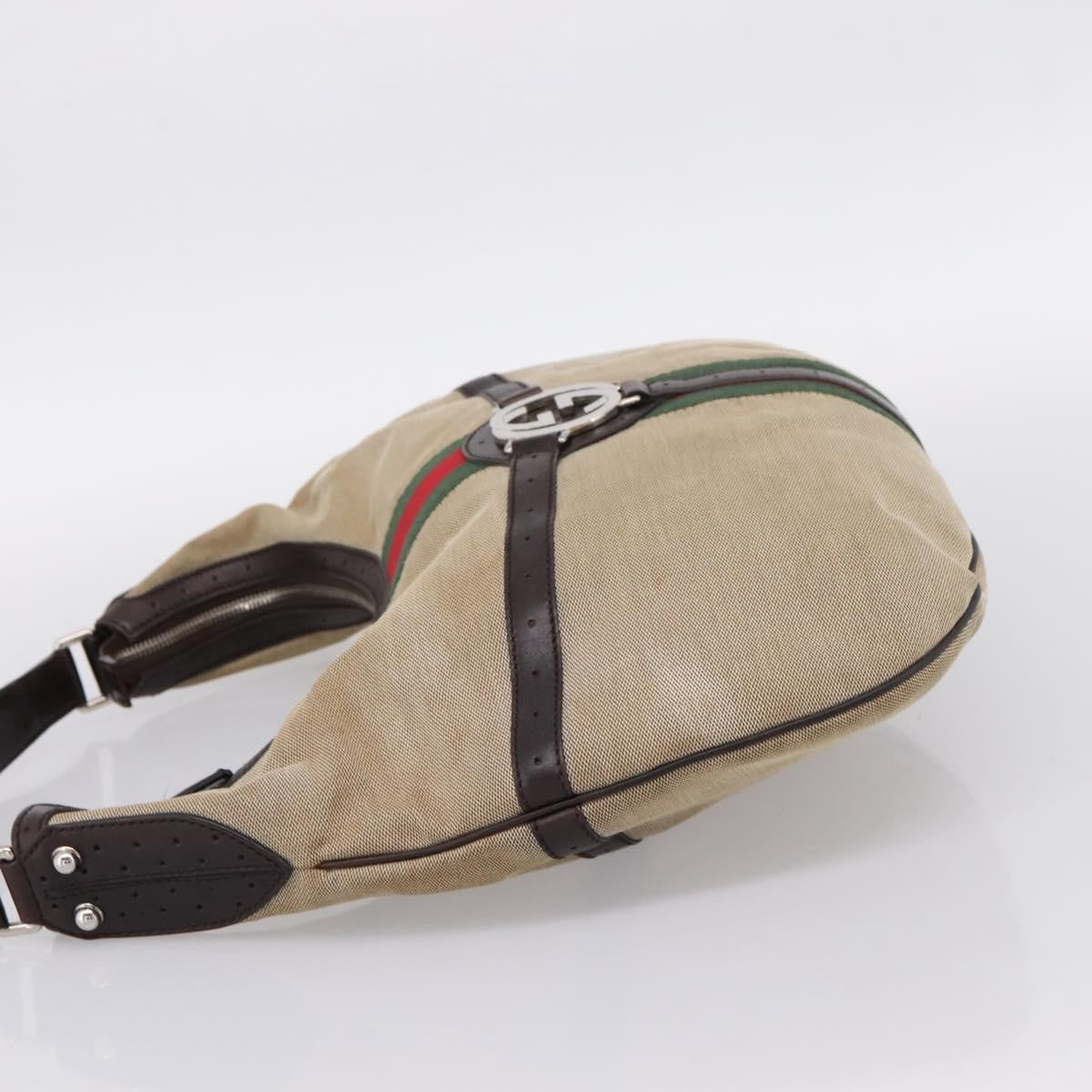Gucci Reins Web Hobo Canvas, Beige, Canvas, Shoulder Bag