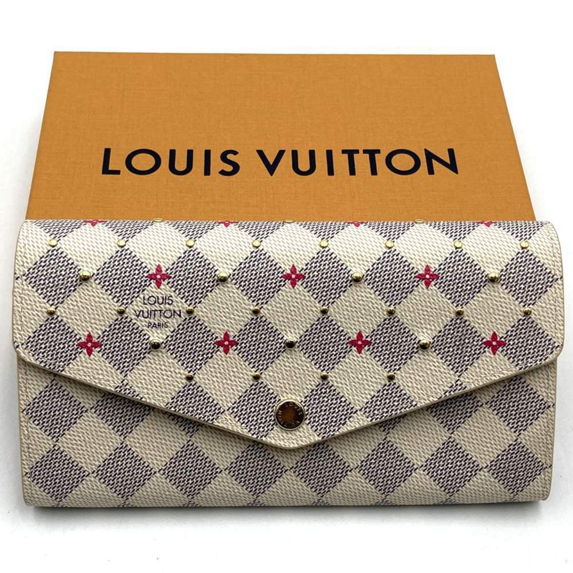 Louis Vuitton Sarah, White, Canvas, wallet