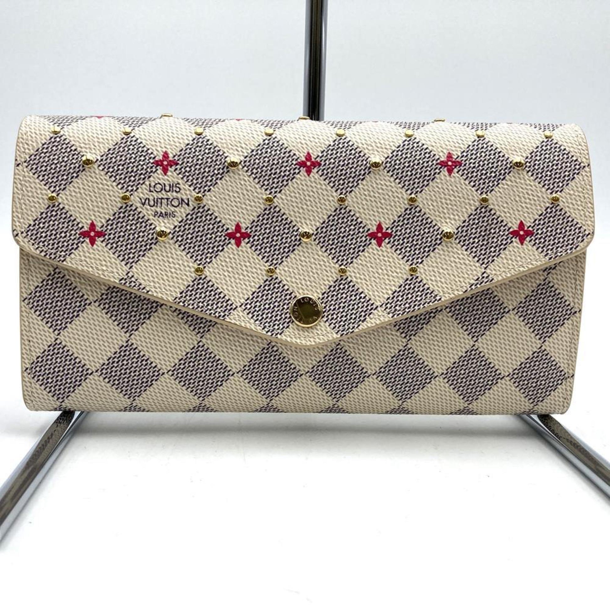 Louis Vuitton Sarah, White, Canvas, wallet