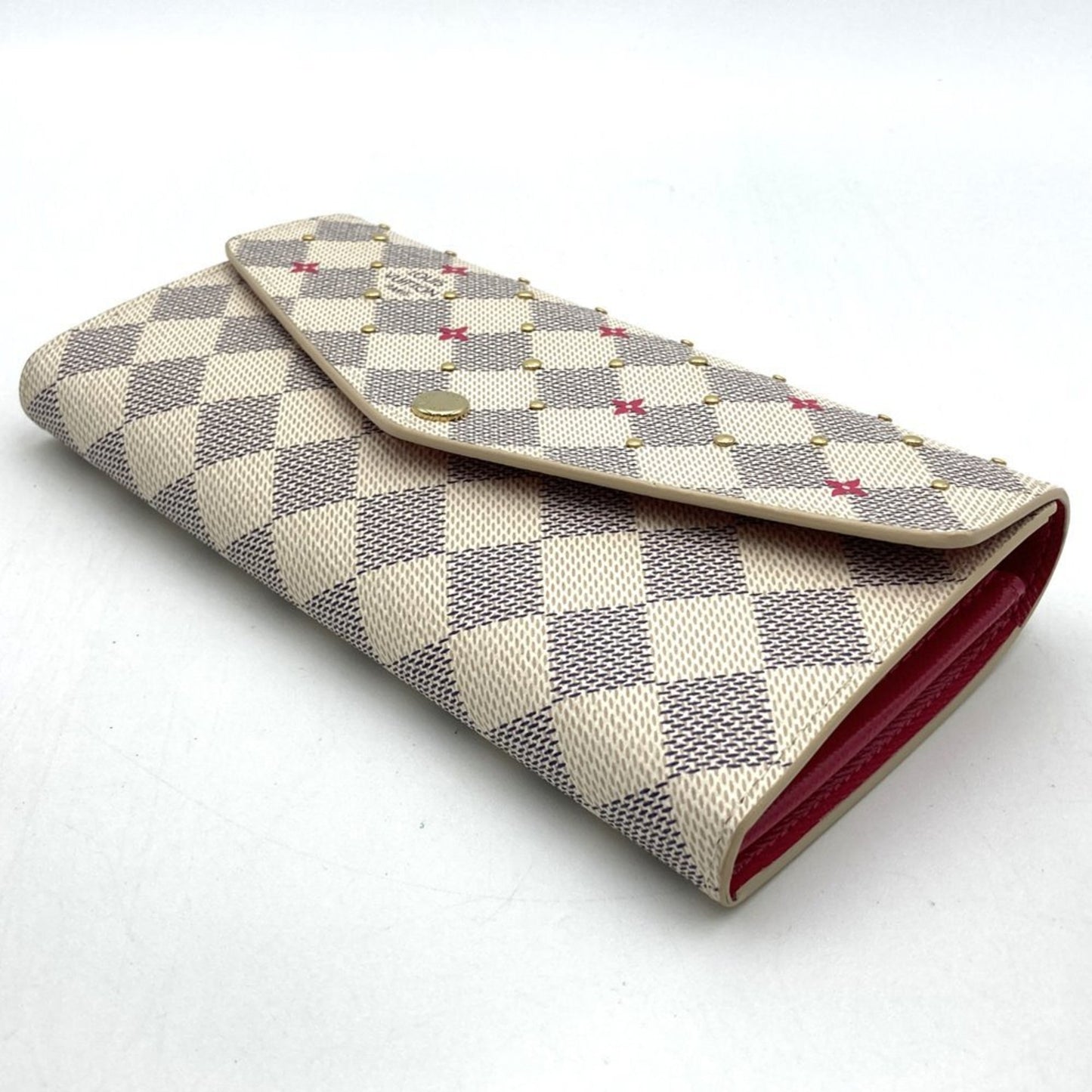 Louis Vuitton Sarah, White, Canvas, wallet