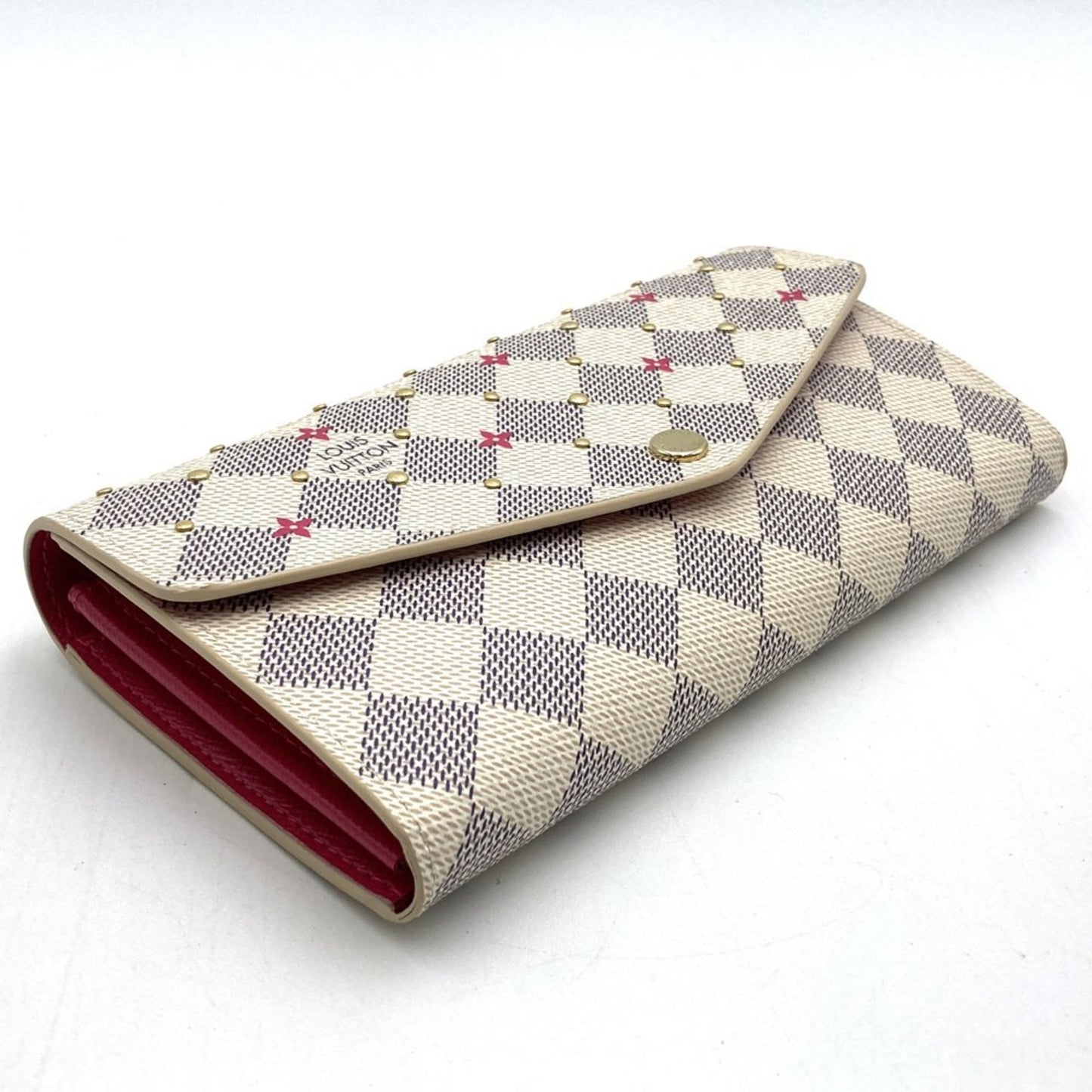 Louis Vuitton Sarah, White, Canvas, wallet