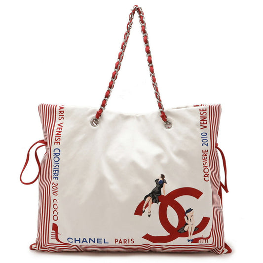 Chanel Cabas, White, Canvas, tote